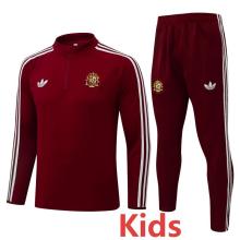 26-27 Spain Brown Red Kids Half Pull Tracksuit #E26049(童装)(半拉链)