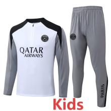26-27 PSG Jordan White Gray Kids Half Pull Tracksuit #E26044(童装)(半拉链)