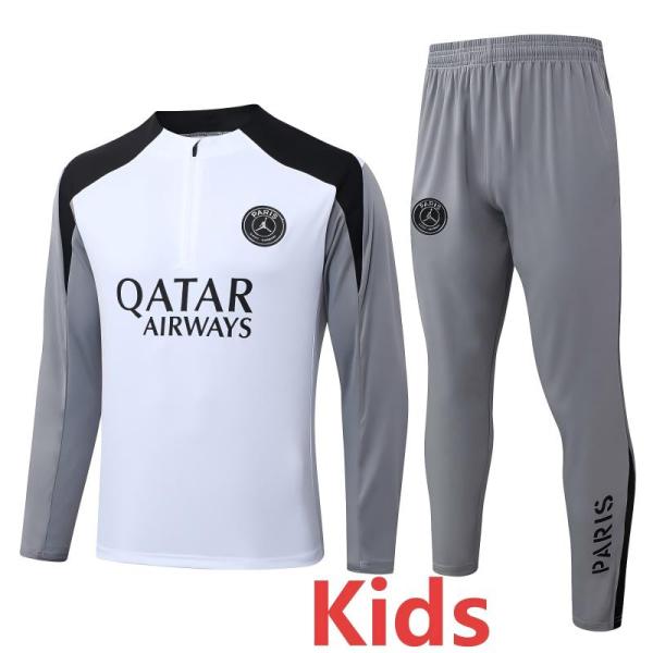 26-27 PSG Jordan White Gray Kids Half Pull Tracksuit #E26044(童装)(半拉链)