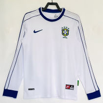 1998 Brazil White Long Sleeve Retro Soccer Jersey (长袖)