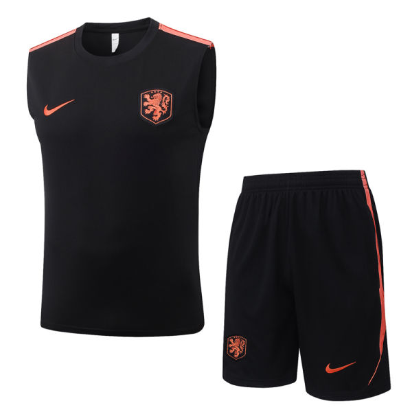 26-27 Netherlands Black Tank top and shorts suit #D26038