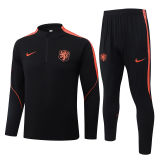 26-27 Netherlands Black Half Pull Tracksuit #B26043(半拉链)