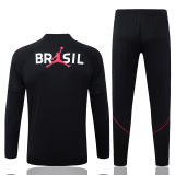 26-27 Brazil Jordan Black Kids Half Pull Tracksuit #E26046(童装)(半拉链)