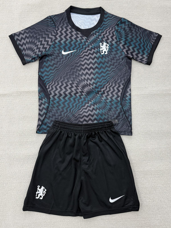 26-27 CHE Black Goalkeeper Kids Soccer Jersey