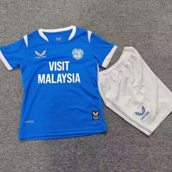 26-27 Cardiff City Home Kids Soccer Jersey