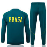 26-27 Brazil Dark green Half Pull Tracksuit #B26076(半拉链)