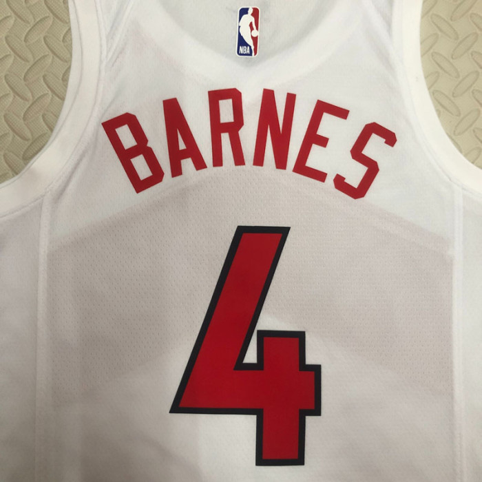22-23 Raptors BARNES #4 White Top Quality Hot Pressing NBA Jersey