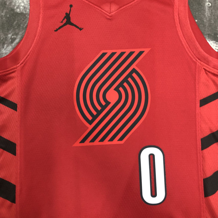 22-23 TRAIL BLAZERS LILLARD #0 Red Top Quality Hot Pressing NBA Jersey (Trapeze Edition)