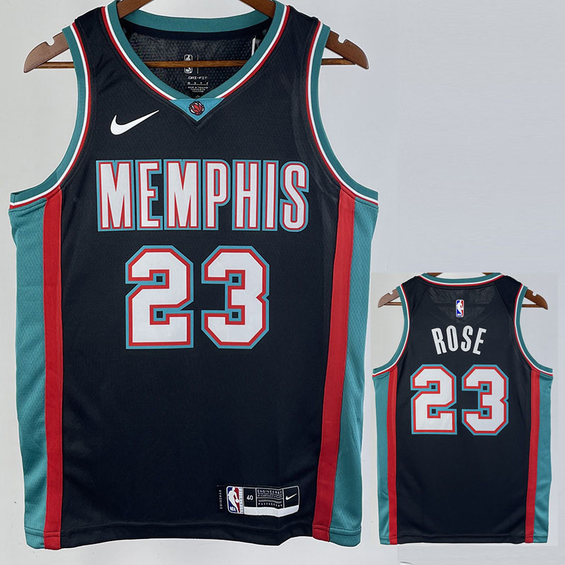 2021 Grizzlies ROSE #23 Black Top Quality Hot Pressing NBA Jersey