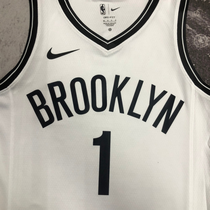 NETS BRIDGES #1 White Top Quality Hot Pressing NBA Jersey (V领)