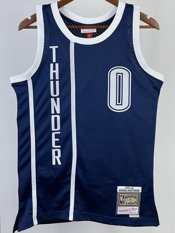 2015-16 OKC WESTBROOK #0 Royal Blue Retro Top Quality Hot Pressing NBA Jersey