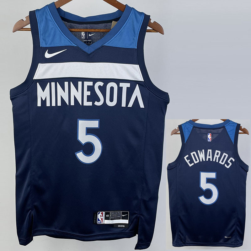 22-23 Timberwolves EDWARDS #5 Blue Top Quality Hot Pressing NBA Jersey