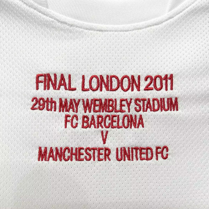 2010-2011 Man Utd Away White Retro Soccer Jersey (决赛字)