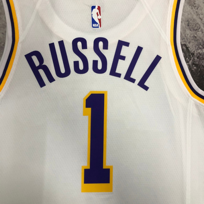 LAKERS RUSSELL #1 White Top Quality Hot Pressing NBA Jersey(圆领)