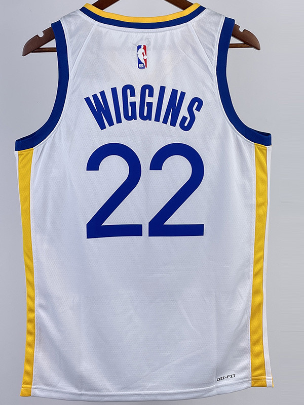 22-23 WARRIORS WIGGINS #22 White Top Quality Hot Pressing NBA Jersey (V领)