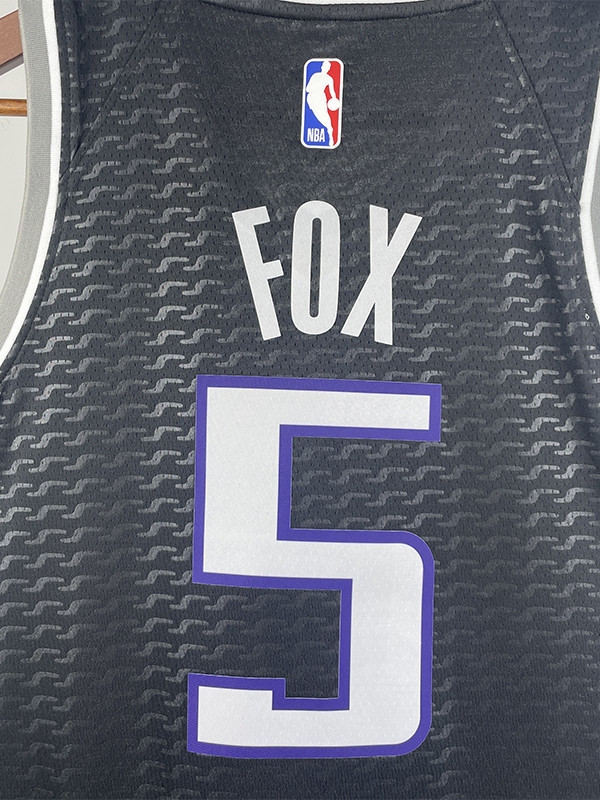 22-23 Kings FOX #5 Black Top Quality Hot Pressing NBA Jersey (Trapeze Edition)飞人版