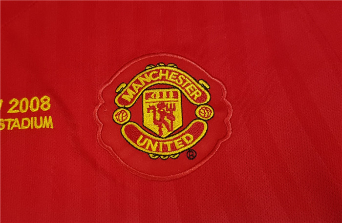 2007-2008 Man Utd home Red long sleeve Retro soccer jersey (长袖)(决赛字)