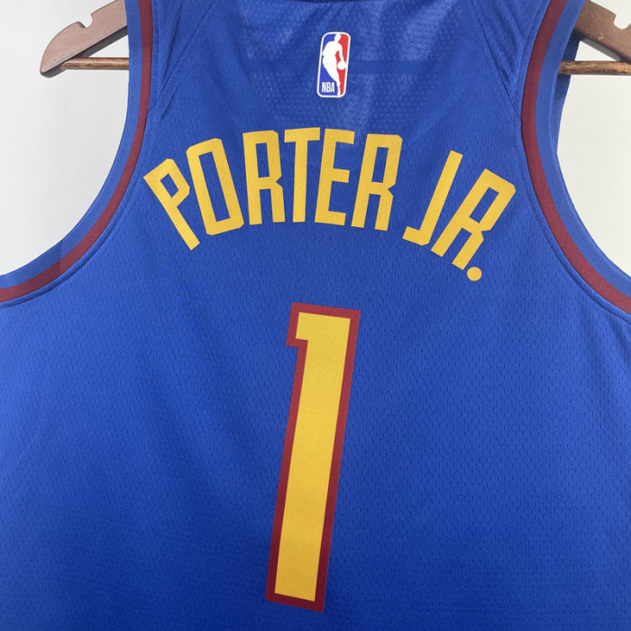 22-23 Nuggets PORTER JR. #1 Blue Top Quality Hot Pressing NBA Jersey (Trapeze Edition) 飞人版