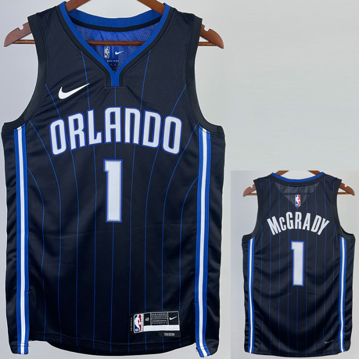 22-23 Magic MCGRADY #1 Black Top Quality Hot Pressing NBA Jersey（黑色条纹）
