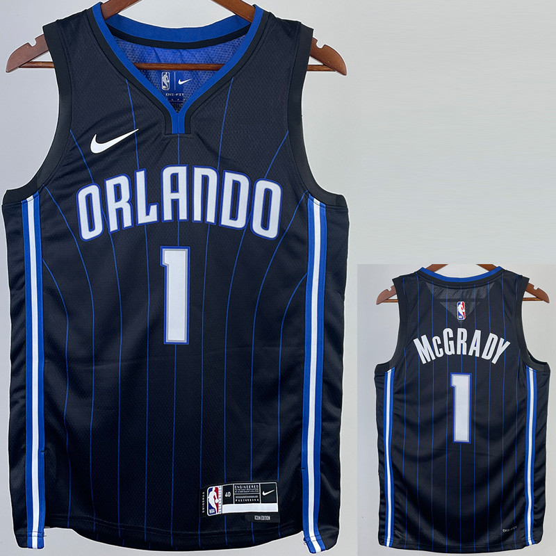 22-23 Magic MCGRADY #1 Black Top Quality Hot Pressing NBA Jersey（黑色条纹）