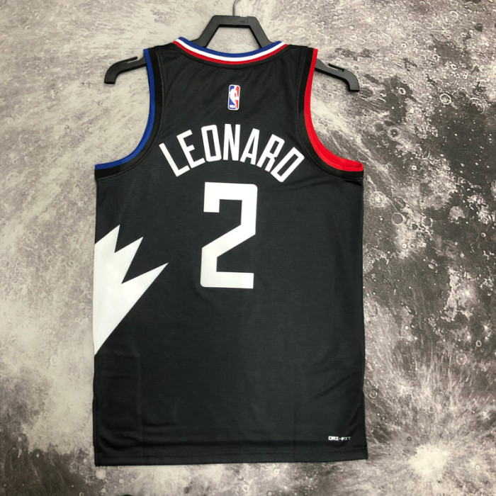 22-23 Clippers LEONARD #2 Black Top Quality Hot Pressing NBA Jersey (Trapeze Edition)