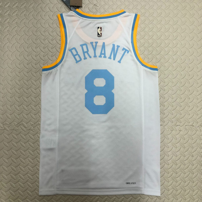 22-23 LAKERS BRYANT #8 White Top Quality Hot Pressing NBA Jersey (Retro Logo)