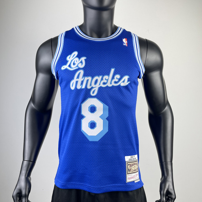 1996-97 LAKERS BRYANT #8 Blue Retro Top Quality Hot Pressing NBA Jersey(圆领）