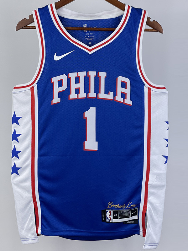 22-23 76ERS HARDEN #1 Blue Top Quality Hot Pressing NBA Jersey (V领）