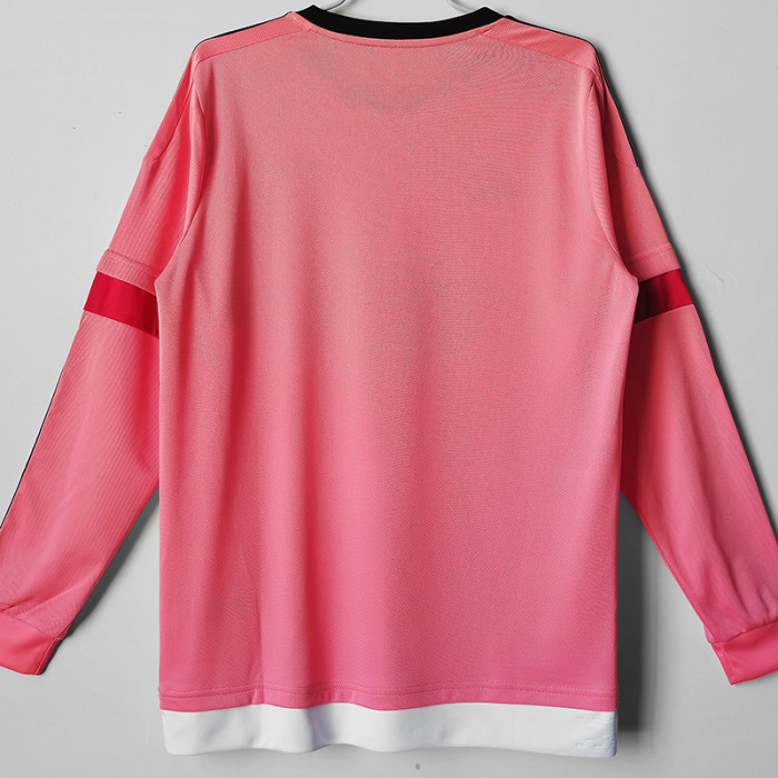 2015-2016 JUV Away Pink Retro Long Sleeve Soccer Jersey (长袖)