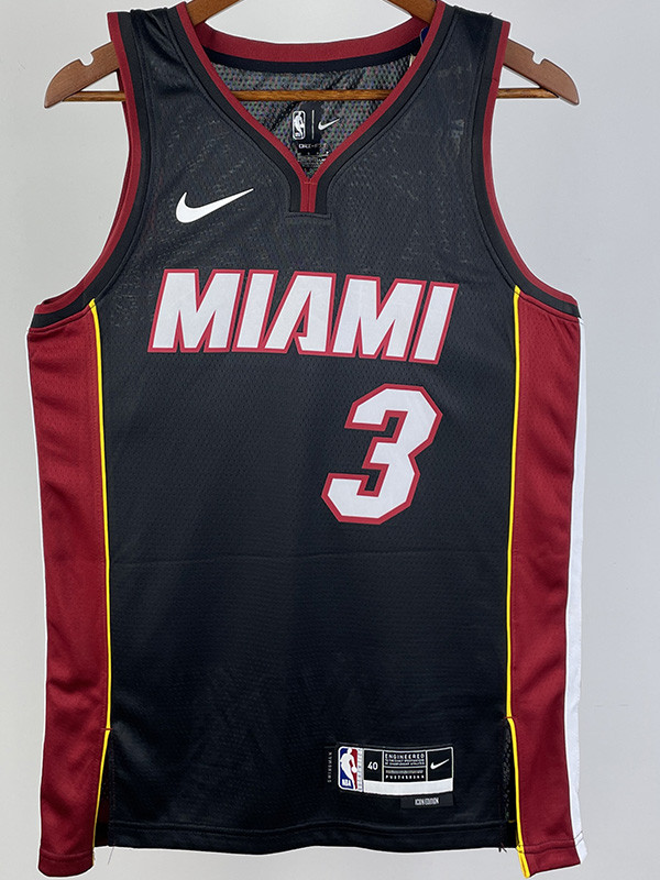 22-23 HEAT WADE #3 Black Top Quality Hot Pressing NBA Jersey (V领）