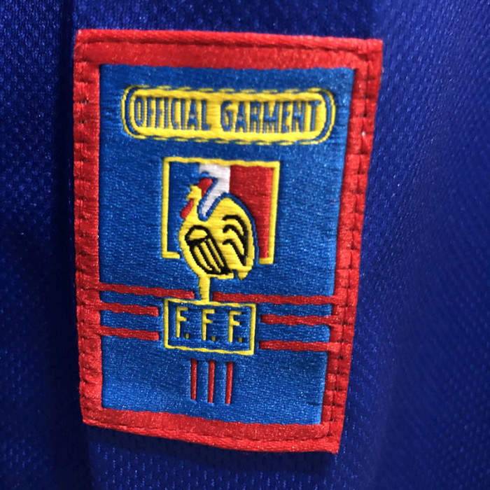 1998 France Home Long Sleeve Retro Soccer Jersey (长袖)(右胸带小字)