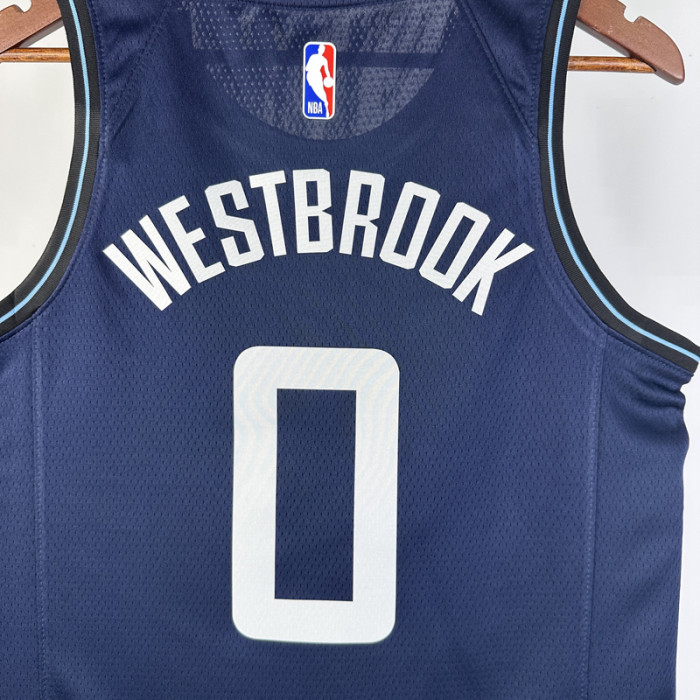 23-24 CLIPPERS WESTBROOK #0 Dark blue City Edition Top Quality Hot Pressing NBA Jersey