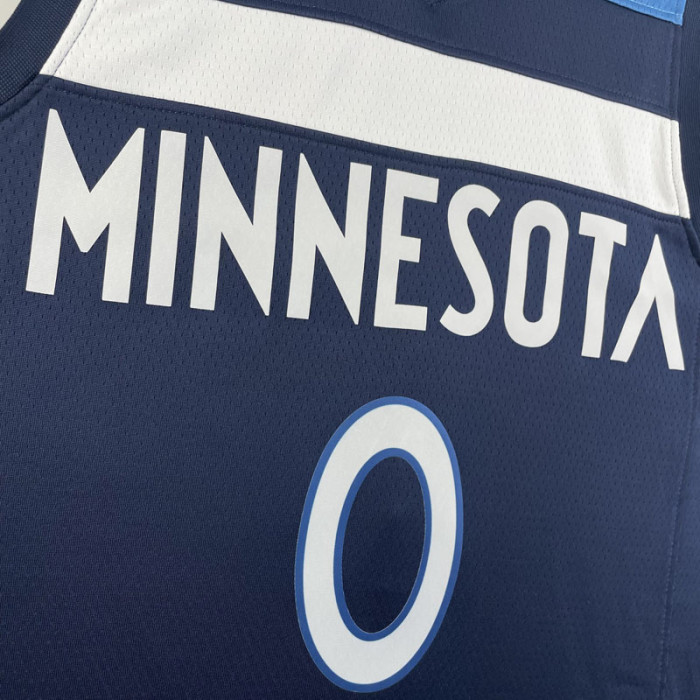 22-23 Timberwolves RUSSELL #0 Blue Top Quality Hot Pressing NBA Jersey