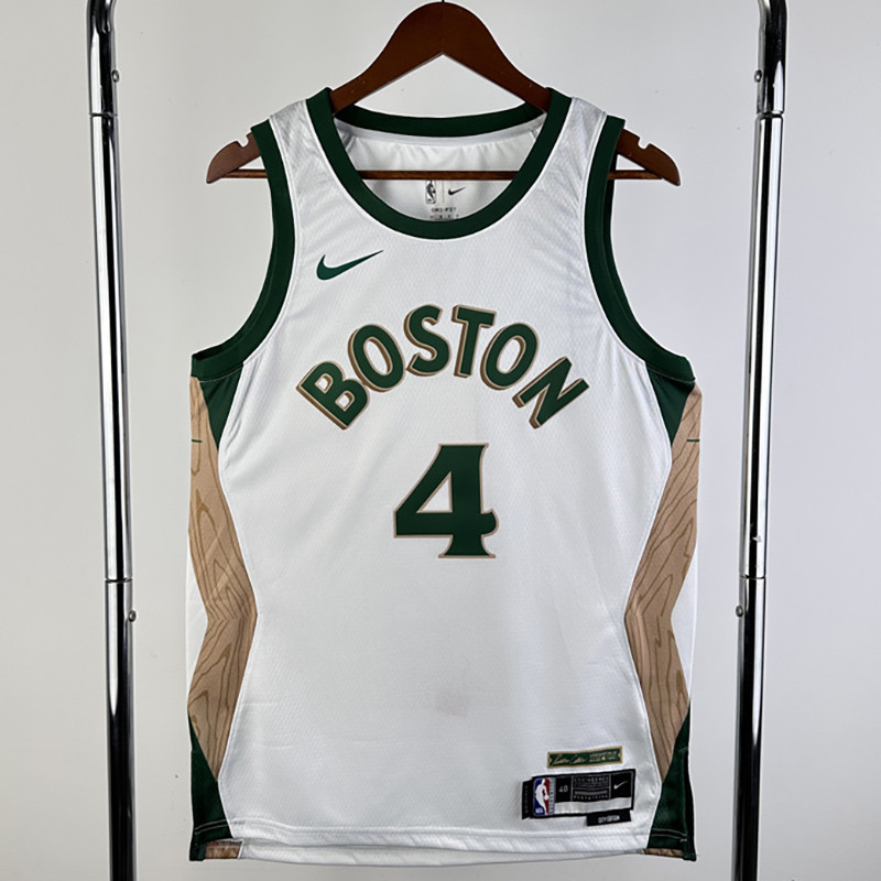 23-24 CELTICS HOLIDAY #4 White City Edition Home Top Quality Hot Pressing NBA Jersey