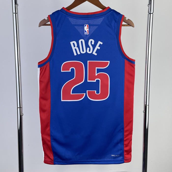 22-23 Pistons ROSE #25 Blue Top Quality Hot Pressing NBA Jersey(V领)