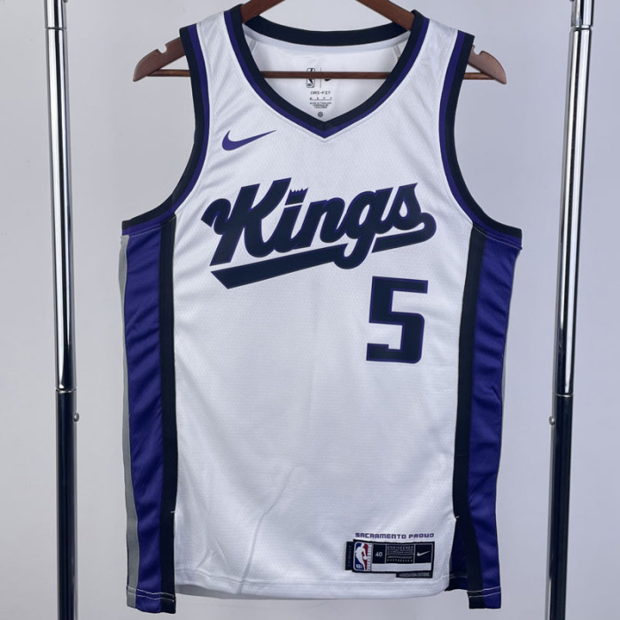 23-24 Kings FOX #5 White Top Quality Hot Pressing NBA Jersey
