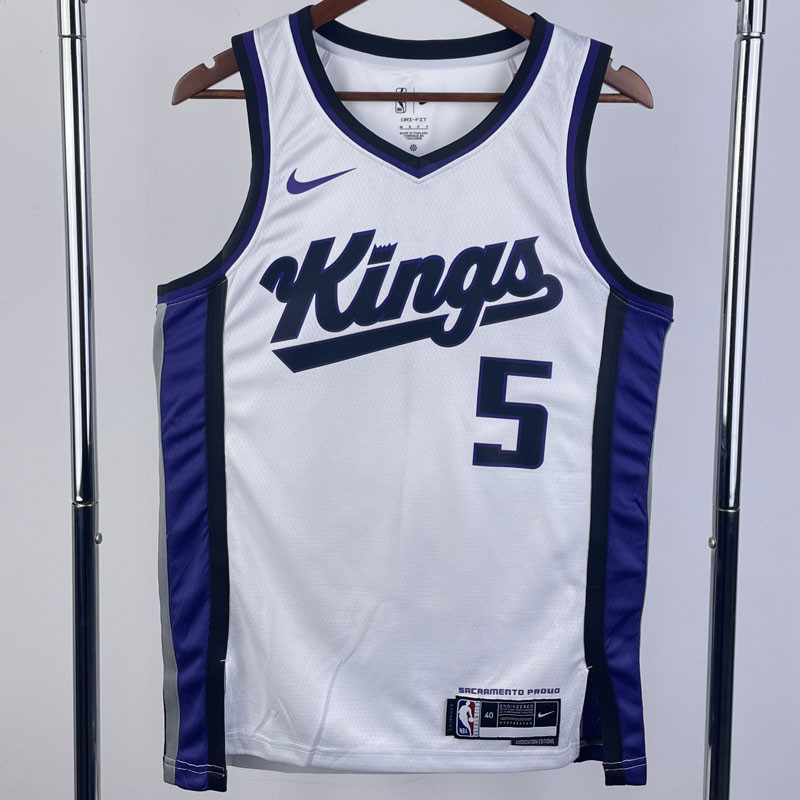 23-24 Kings FOX #5 White Top Quality Hot Pressing NBA Jersey