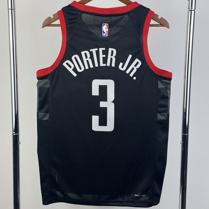 23-24 Rockets PORTER JR. #3 Black Top Quality Hot Pressing NBA Jersey (Trapeze Edition)飞人版