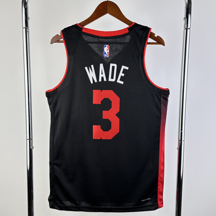 23-24 HEAT WADE #3 Black City Edition Top Quality Hot Pressing NBA Jersey (V领）