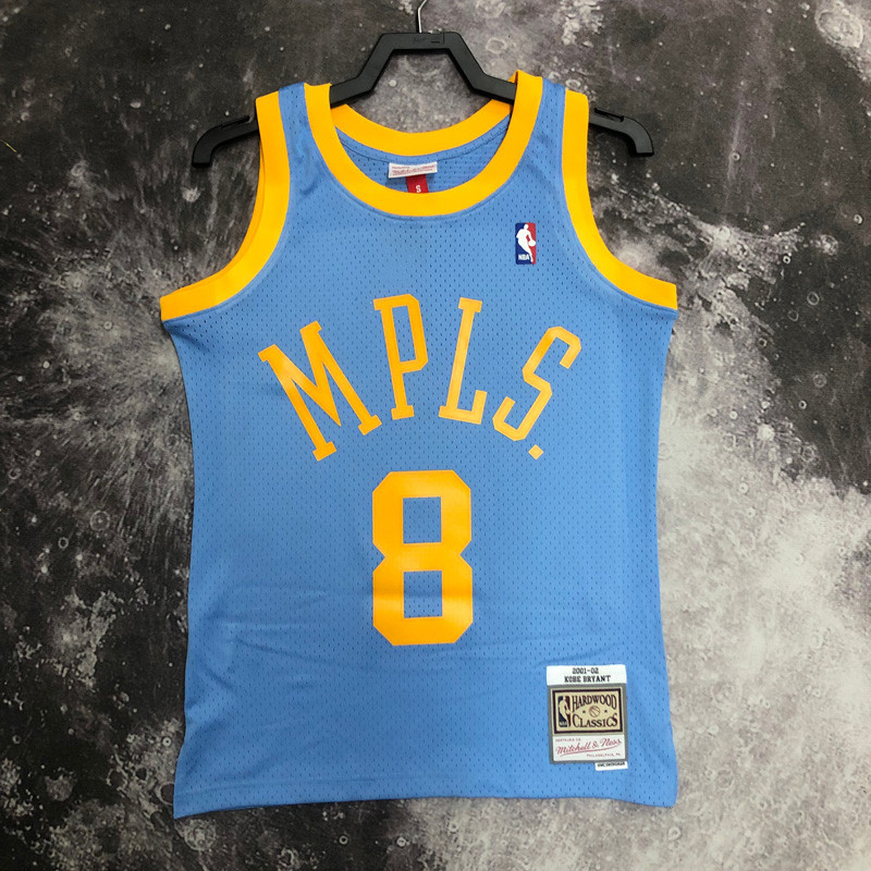 2002 LAKERS BRYANT #8 Light blue Retro Top Quality Hot Pressing NBA Jersey