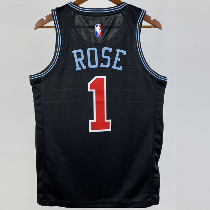 2019 BULLS ROSE #1 Black City Edition Top Quality Hot Pressing NBA Retro Jersey