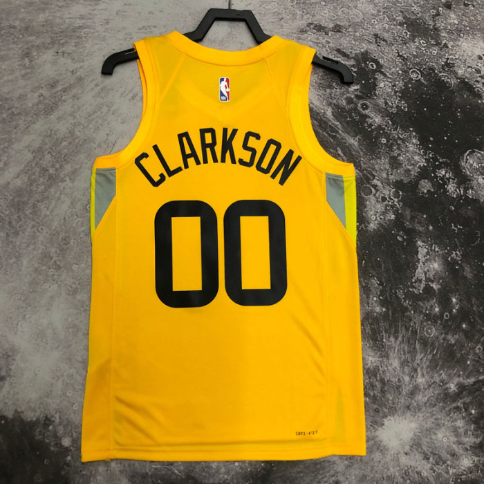 22-23 JAZZ CLARKSON #00 Yellow Top Quality Hot Pressing NBA Jersey