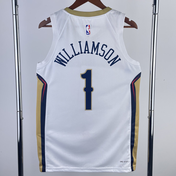 22-23 Pelicans WILLIAMSON #1 White Top Quality Hot Pressing NBA Jersey（V领）