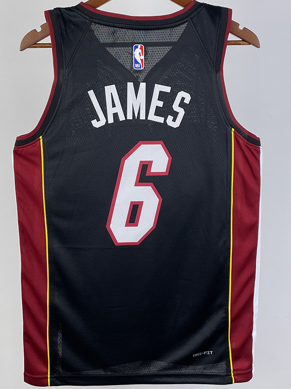 22-23 HEAT JAMES #6 Black Top Quality Hot Pressing NBA Jersey (V领）