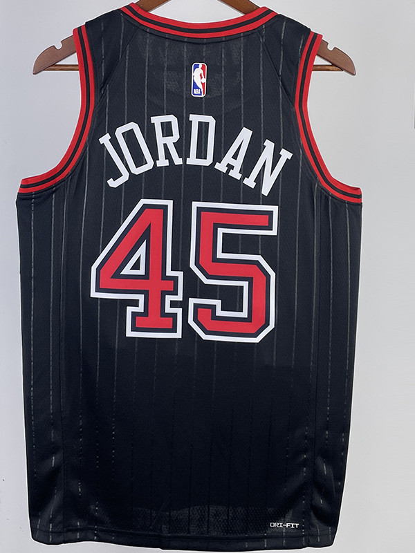 22-23 BULLS JORDAN #45 Black Top Quality Hot Pressing NBA Jersey (Trapeze Edition) 飞人版
