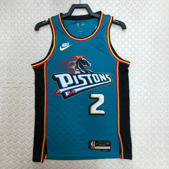 22-23 Pistons CUNNINGHAM #2 Blue Top Quality Hot Pressing NBA Jersey (Retro Logo)