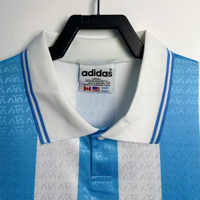 1994 Argentina Home Retro Soccer Jersey (钢印纹）