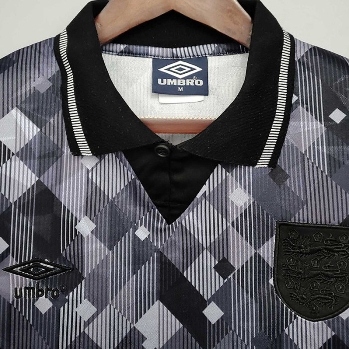 1990 England Away Black Retro Soccer Jersey（带茵宝）