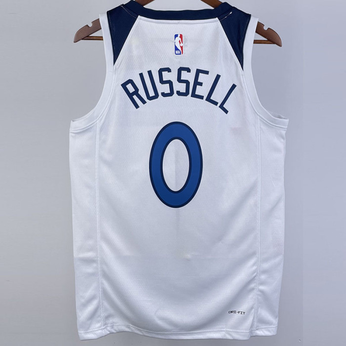 22-23 Timberwolves RUSSELL #0 White Top Quality Hot Pressing NBA Jersey
