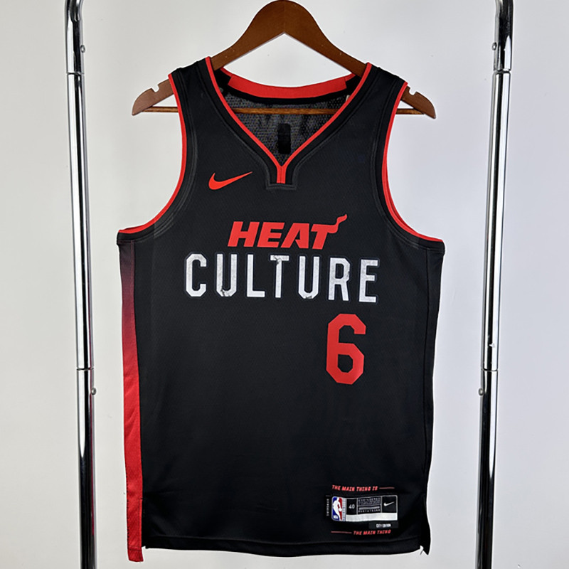 23-24 HEAT JAMES #6 Black City Edition Top Quality Hot Pressing NBA Jersey (V领）